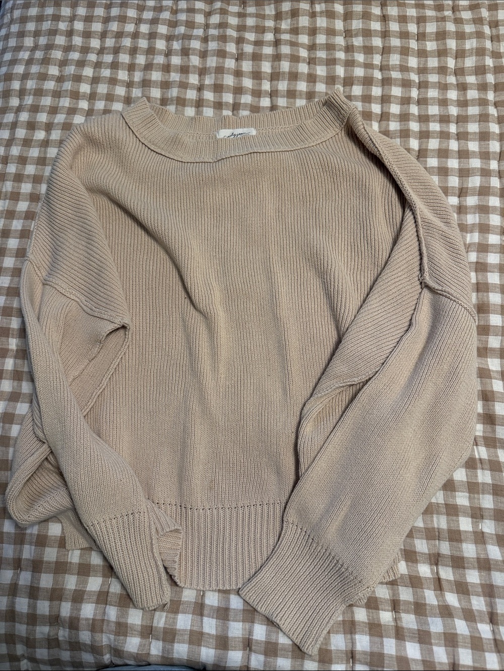 Carly Jean Los Angeles Neutral Beige Turtleneck-Style Sweater